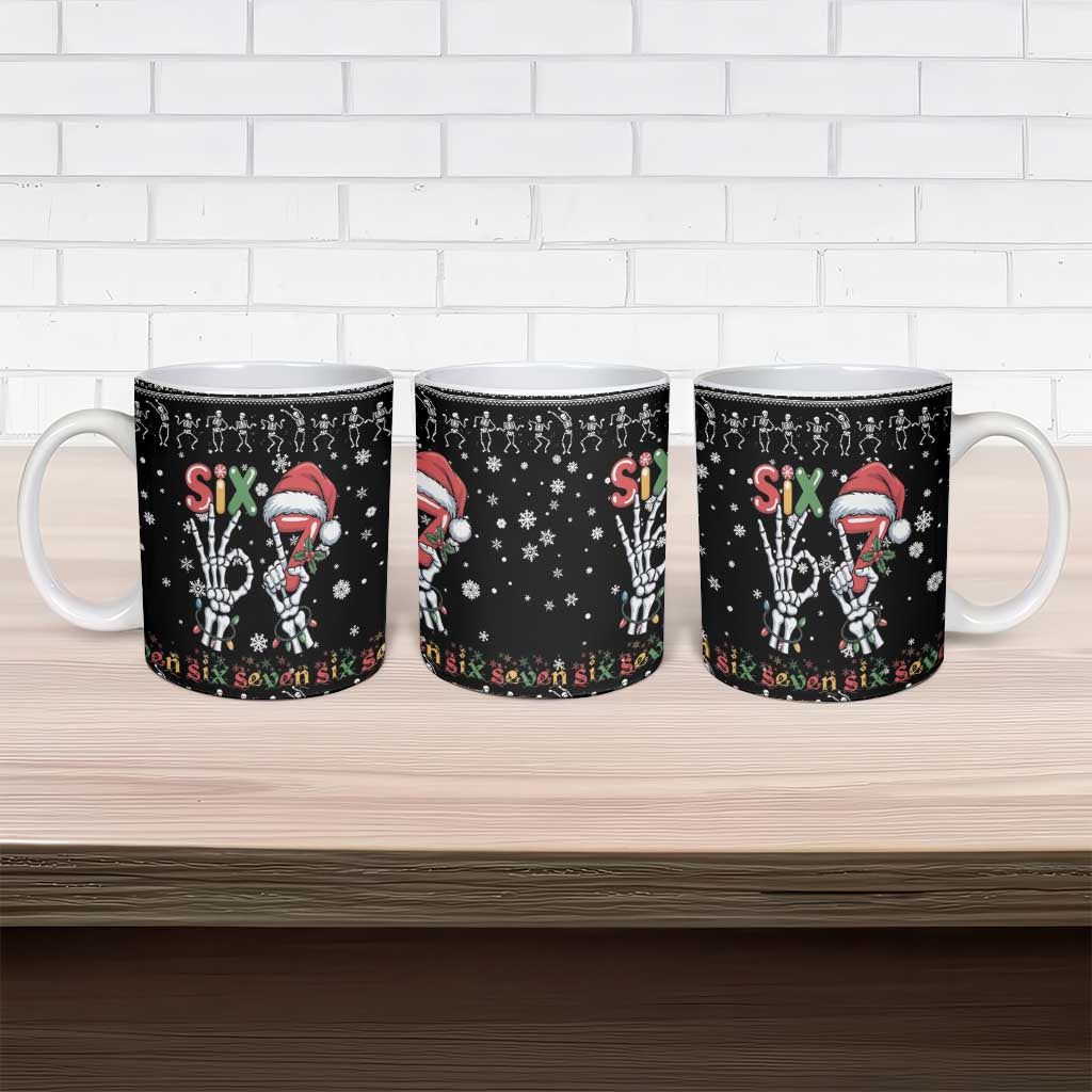 Six Seven Funny Skeleton Fingers Christmas Ceramic Mug Creepy Santa Skeleton Hands - Wonder Print Shop