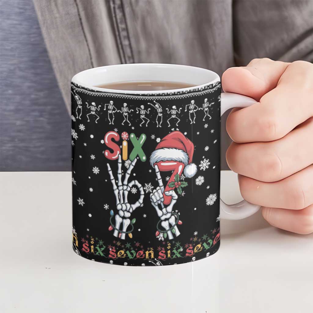 Six Seven Funny Skeleton Fingers Christmas Ceramic Mug Creepy Santa Skeleton Hands - Wonder Print Shop
