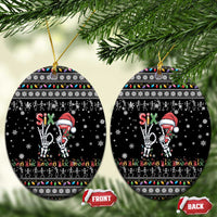 Six Seven Funny Skeleton Fingers Christmas Ceramic Ornament Creepy Santa Skeleton Hands - Wonder Print Shop