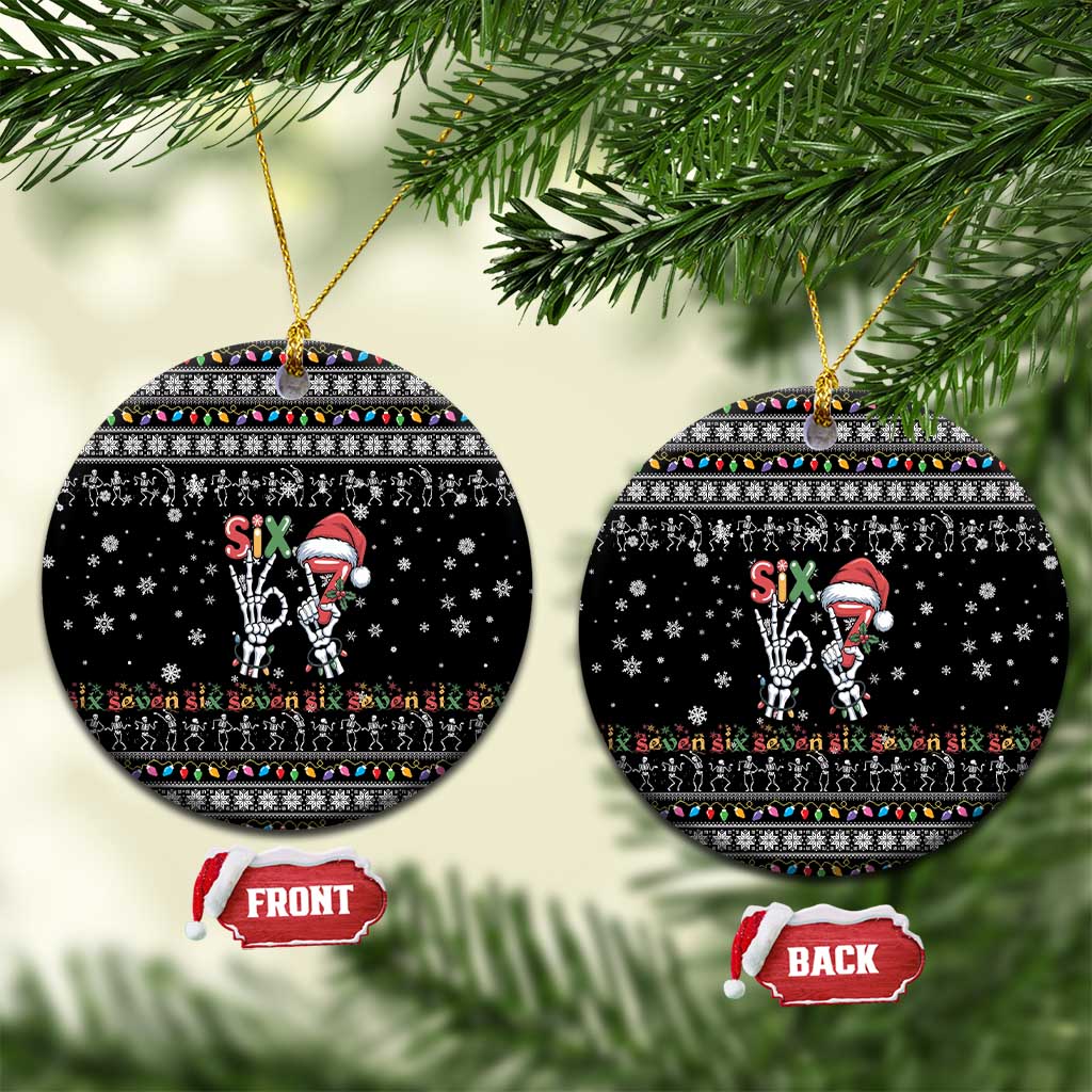 Six Seven Funny Skeleton Fingers Christmas Ceramic Ornament Creepy Santa Skeleton Hands - Wonder Print Shop