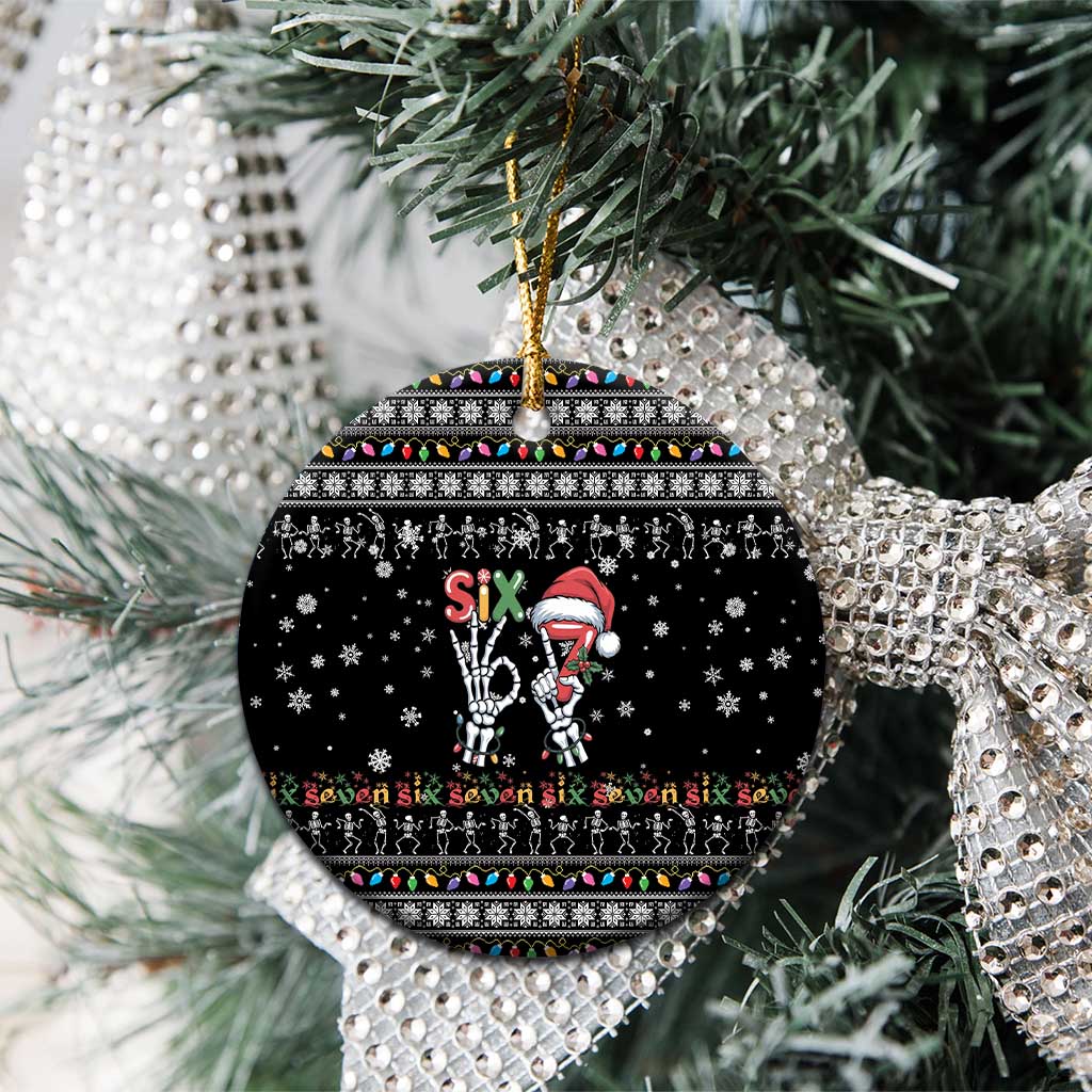 Six Seven Funny Skeleton Fingers Christmas Ceramic Ornament Creepy Santa Skeleton Hands - Wonder Print Shop