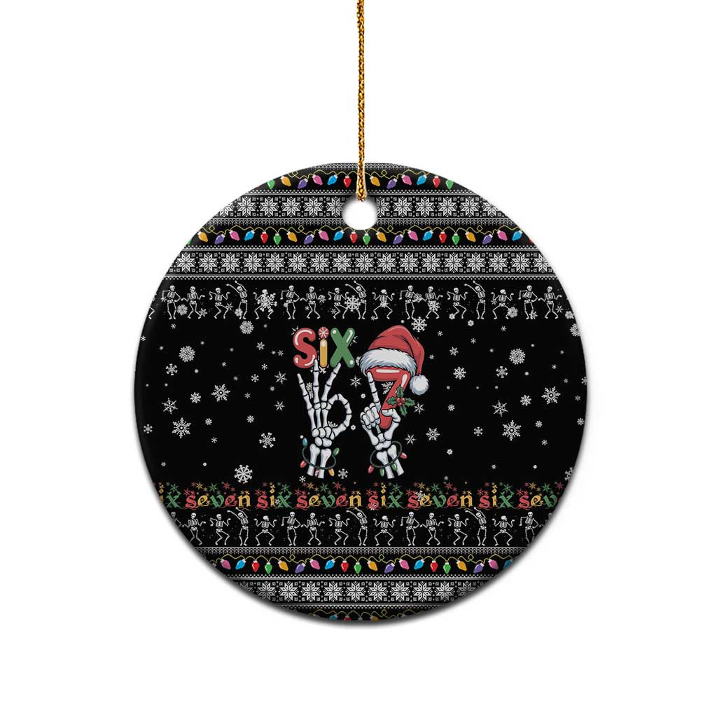 Six Seven Funny Skeleton Fingers Christmas Ceramic Ornament Creepy Santa Skeleton Hands - Wonder Print Shop
