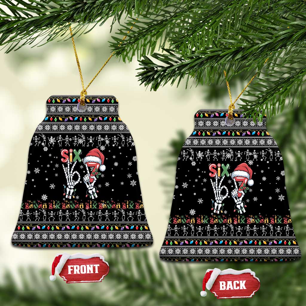 Six Seven Funny Skeleton Fingers Christmas Ceramic Ornament Creepy Santa Skeleton Hands - Wonder Print Shop