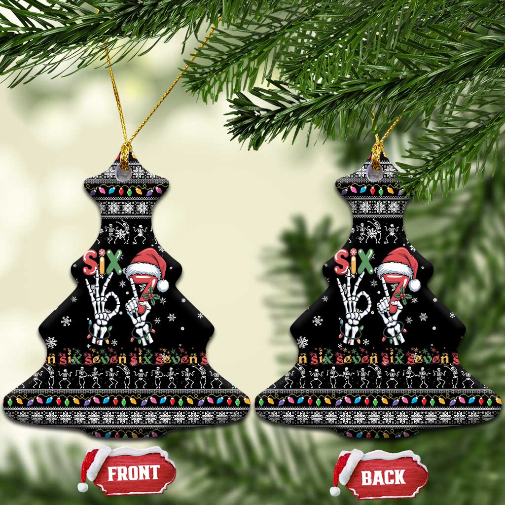 Six Seven Funny Skeleton Fingers Christmas Ceramic Ornament Creepy Santa Skeleton Hands - Wonder Print Shop