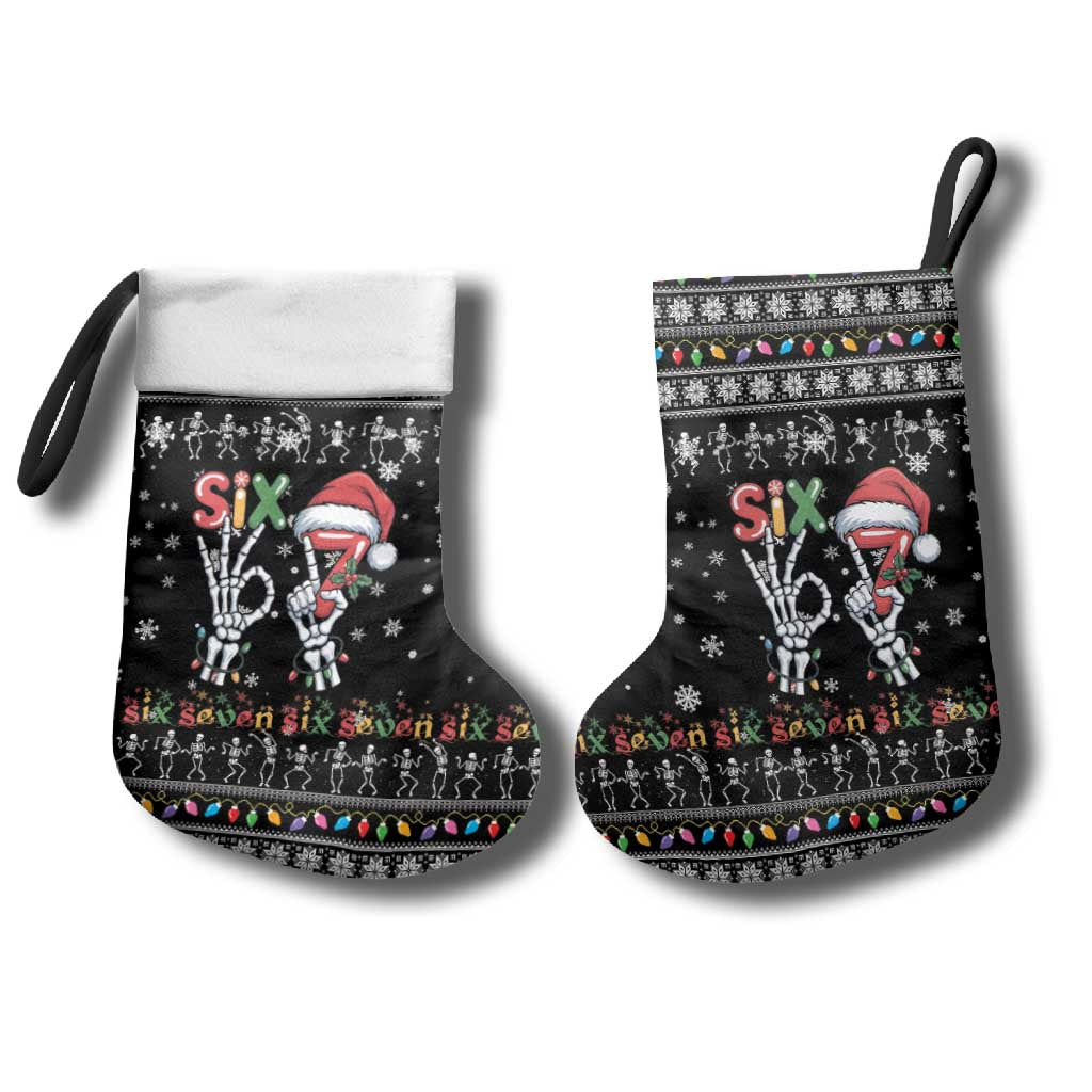 Six Seven Funny Skeleton Fingers Christmas Stocking Creepy Santa Skeleton Hands - Wonder Print Shop