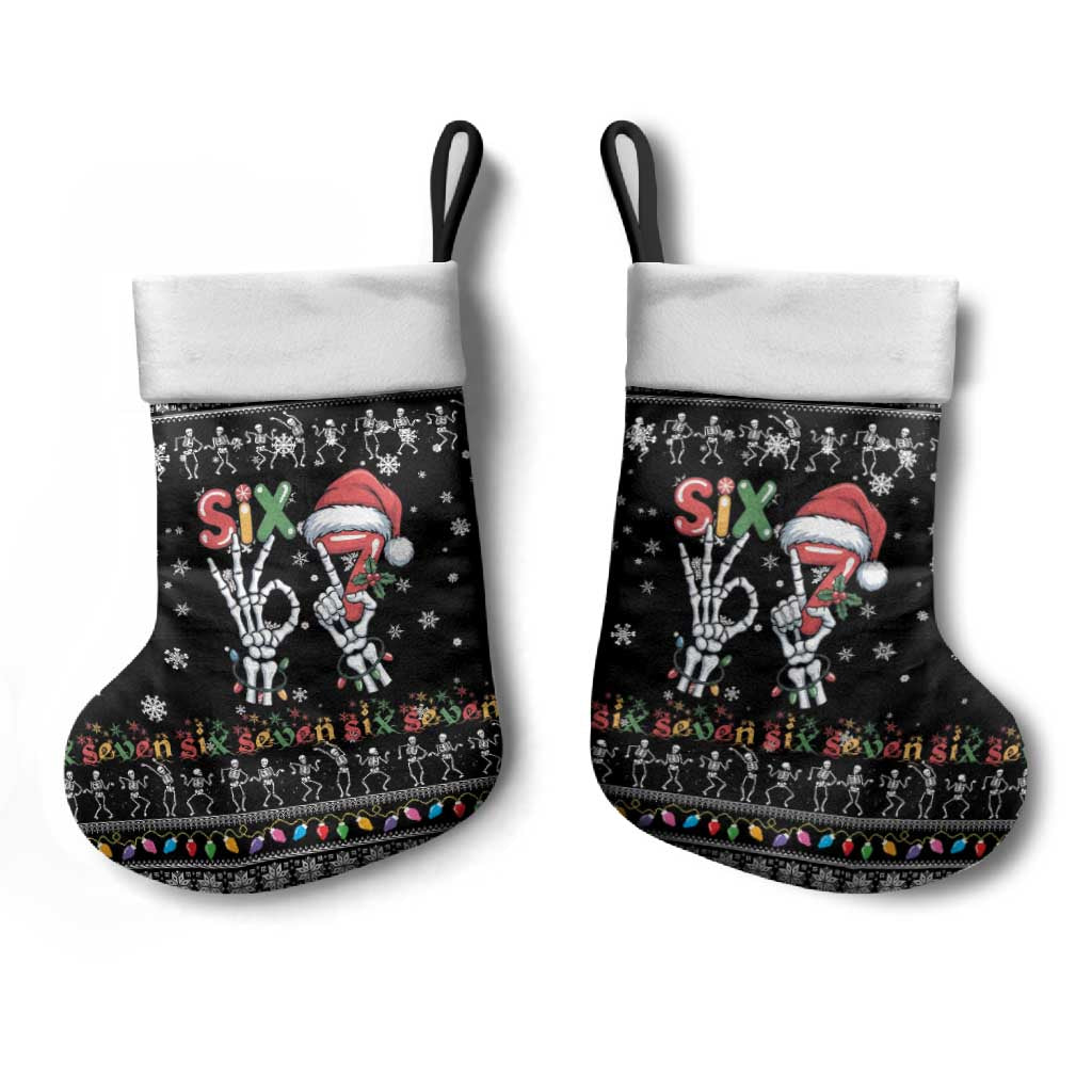 Six Seven Funny Skeleton Fingers Christmas Stocking Creepy Santa Skeleton Hands - Wonder Print Shop