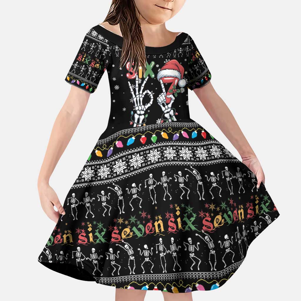Six Seven Funny Skeleton Fingers Christmas Family Matching Mermaid Dress and Hawaiian Shirt Creepy Santa Skeleton Hands - Wonder Print Shop
