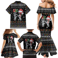 Six Seven Funny Skeleton Fingers Christmas Family Matching Mermaid Dress and Hawaiian Shirt Creepy Santa Skeleton Hands - Wonder Print Shop