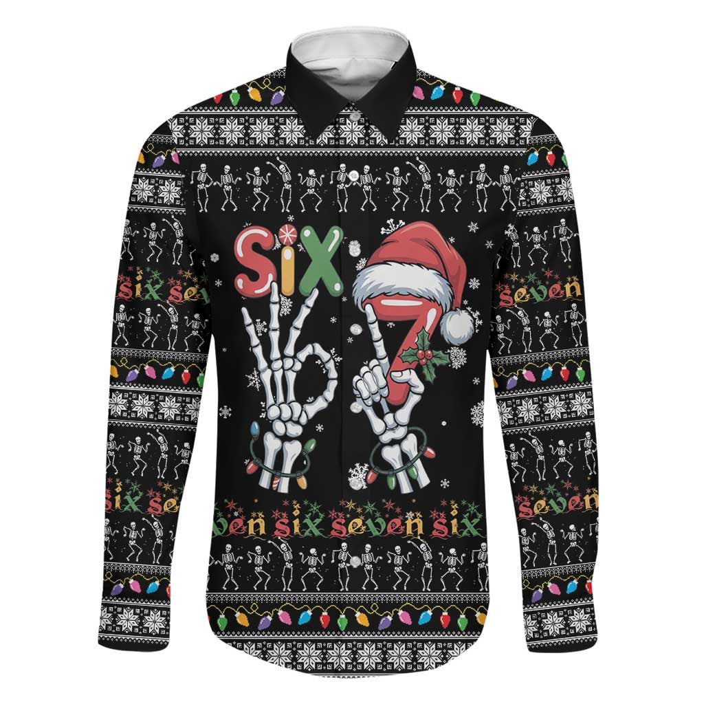 Six Seven Funny Skeleton Fingers Christmas Family Matching Mermaid Dress and Hawaiian Shirt Creepy Santa Skeleton Hands - Wonder Print Shop