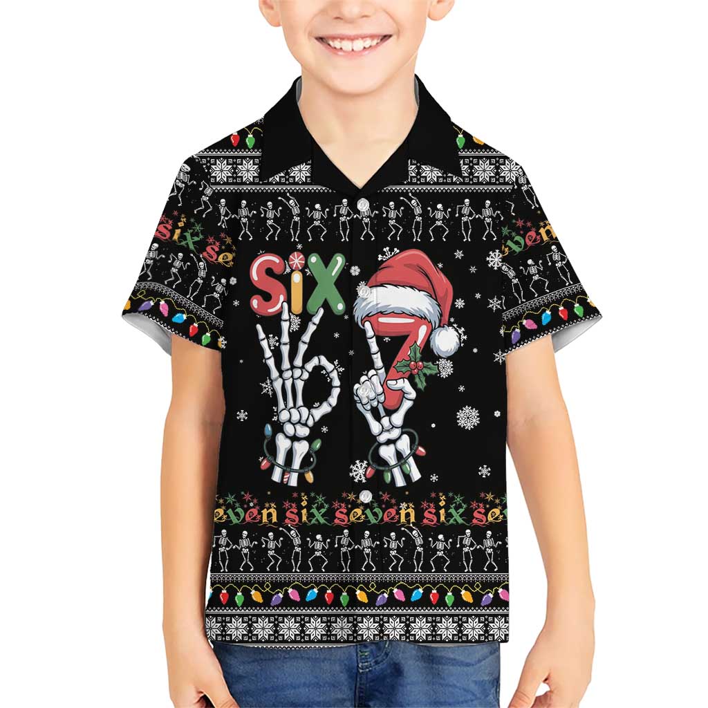 Six Seven Funny Skeleton Fingers Christmas Family Matching Mermaid Dress and Hawaiian Shirt Creepy Santa Skeleton Hands - Wonder Print Shop