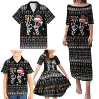 Six Seven Funny Skeleton Fingers Christmas Family Matching Puletasi and Hawaiian Shirt Creepy Santa Skeleton Hands - Wonder Print Shop