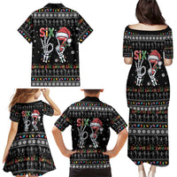 Six Seven Funny Skeleton Fingers Christmas Family Matching Puletasi and Hawaiian Shirt Creepy Santa Skeleton Hands - Wonder Print Shop