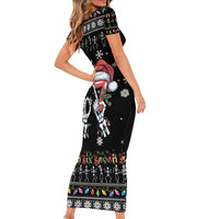 Six Seven Funny Skeleton Fingers Christmas Family Matching Short Sleeve Bodycon Dress and Hawaiian Shirt Creepy Santa Skeleton Hands - Wonder Print Shop