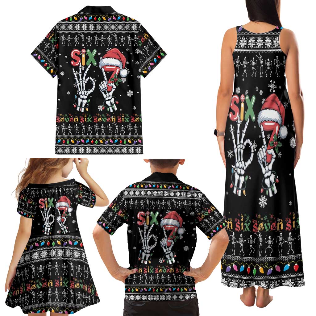 Six Seven Funny Skeleton Fingers Christmas Family Matching Tank Maxi Dress and Hawaiian Shirt Creepy Santa Skeleton Hands - Wonder Print Shop