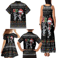 Six Seven Funny Skeleton Fingers Christmas Family Matching Tank Maxi Dress and Hawaiian Shirt Creepy Santa Skeleton Hands - Wonder Print Shop