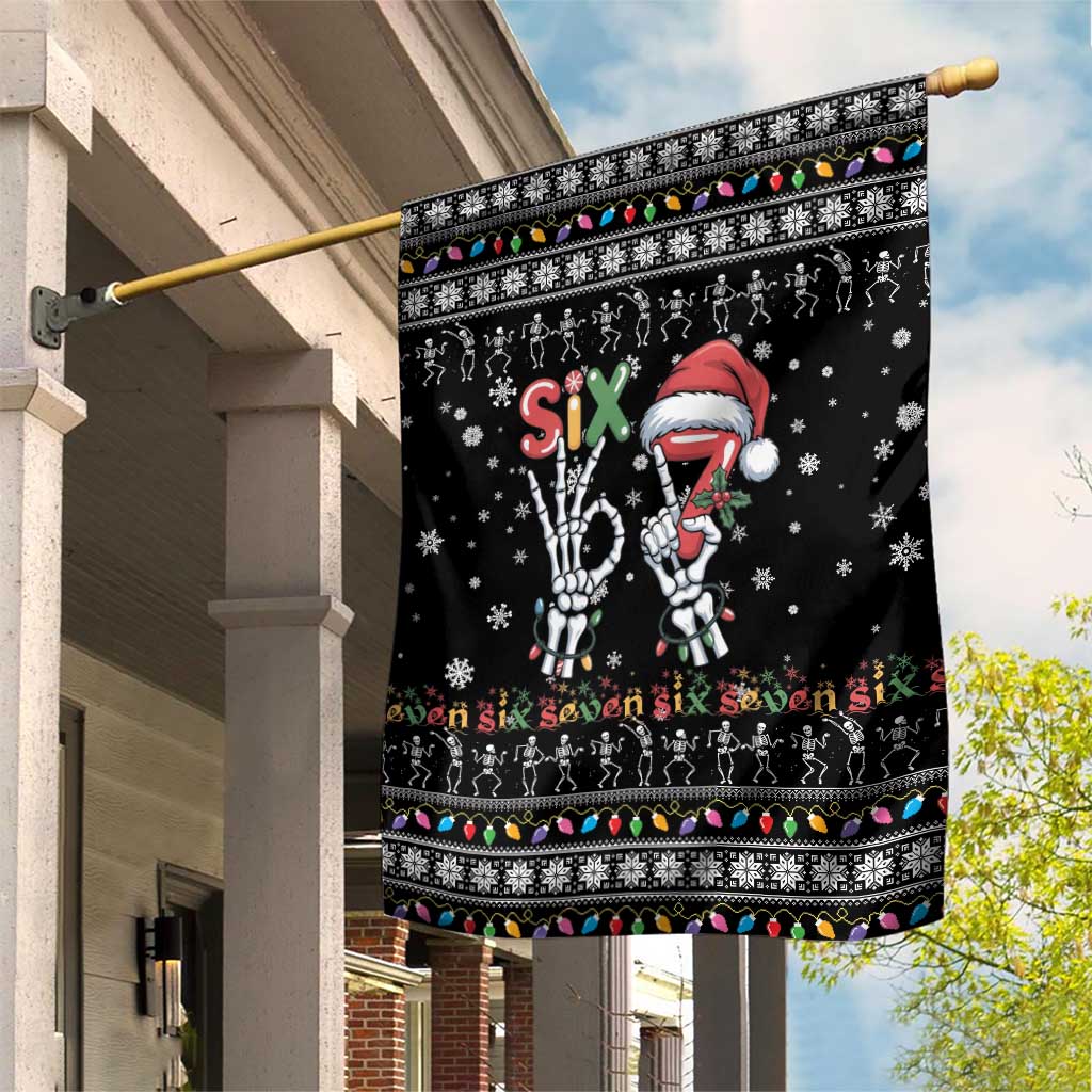 Six Seven Funny Skeleton Fingers Christmas Garden Flag Creepy Santa Skeleton Hands - Wonder Print Shop