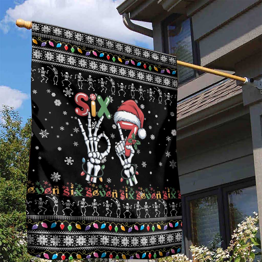 Six Seven Funny Skeleton Fingers Christmas Garden Flag Creepy Santa Skeleton Hands - Wonder Print Shop