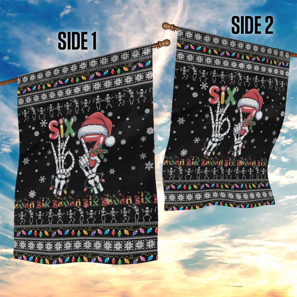 Six Seven Funny Skeleton Fingers Christmas Garden Flag Creepy Santa Skeleton Hands - Wonder Print Shop