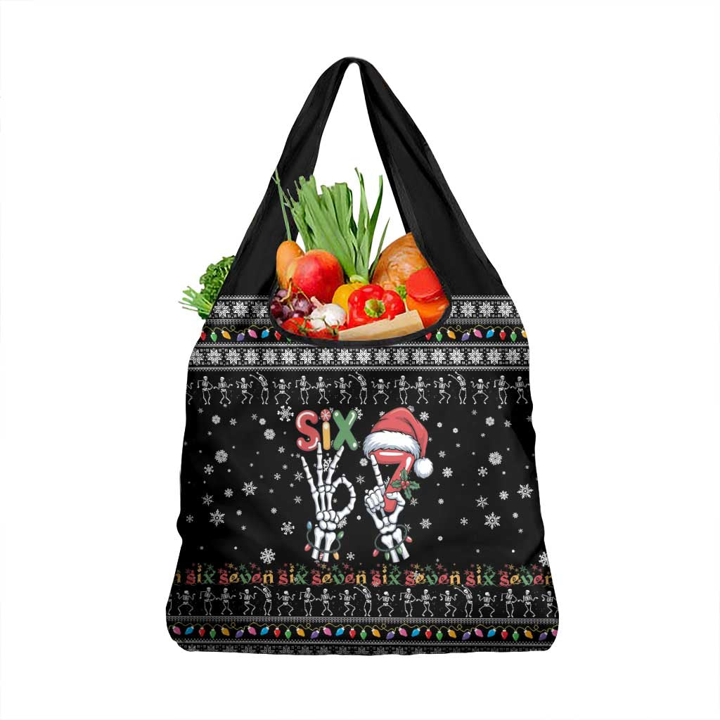 Six Seven Funny Skeleton Fingers Christmas Grocery Bag Creepy Santa Skeleton Hands - Wonder Print Shop