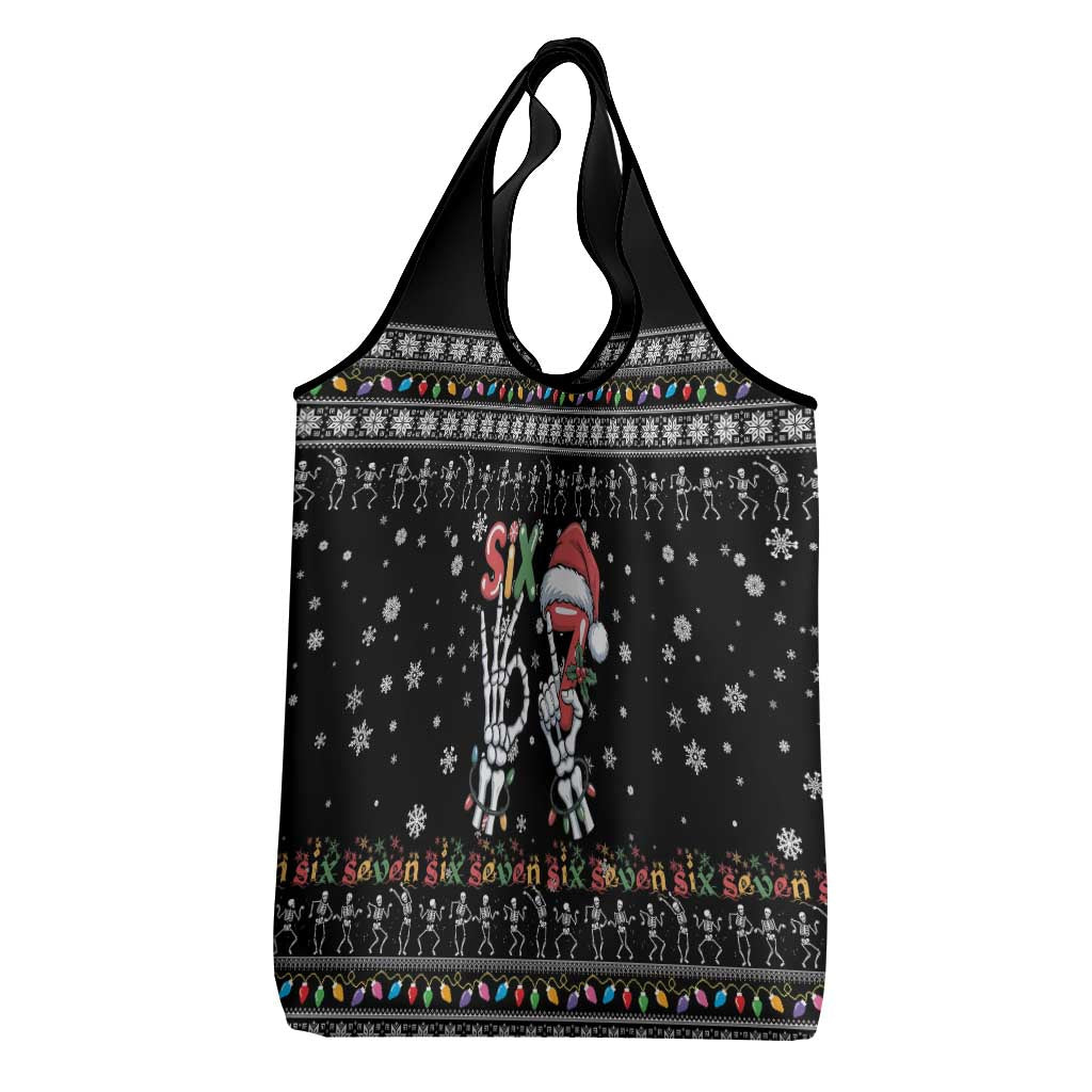 Six Seven Funny Skeleton Fingers Christmas Grocery Bag Creepy Santa Skeleton Hands - Wonder Print Shop