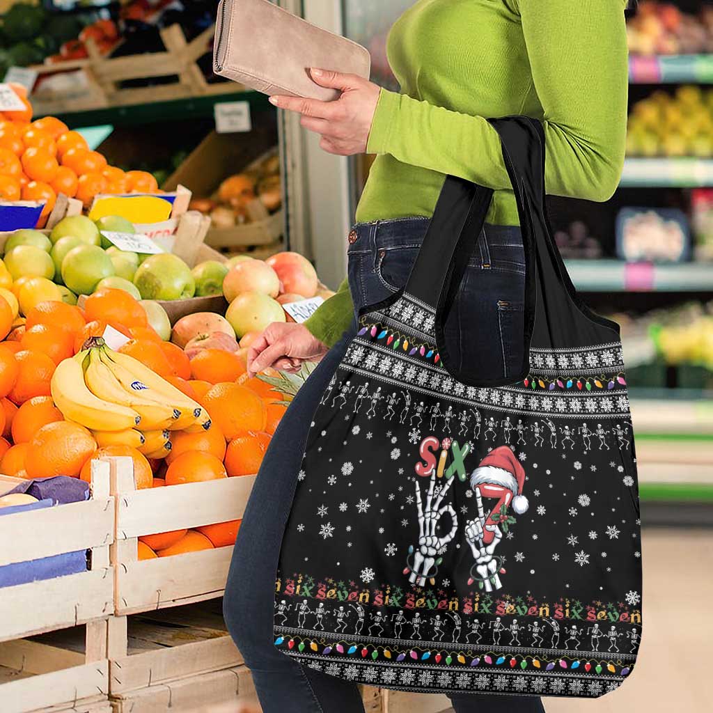 Six Seven Funny Skeleton Fingers Christmas Grocery Bag Creepy Santa Skeleton Hands - Wonder Print Shop