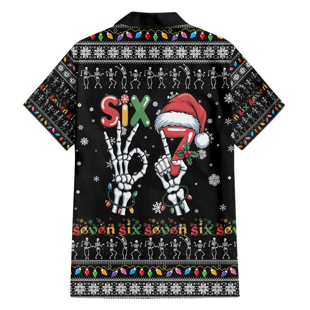 Six Seven Funny Skeleton Fingers Christmas Hawaiian Shirt Creepy Santa Skeleton Hands - Wonder Print Shop