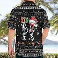 Six Seven Funny Skeleton Fingers Christmas Hawaiian Shirt Creepy Santa Skeleton Hands - Wonder Print Shop