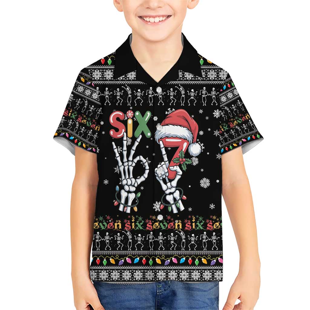 Six Seven Funny Skeleton Fingers Christmas Hawaiian Shirt Creepy Santa Skeleton Hands - Wonder Print Shop