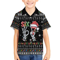 Six Seven Funny Skeleton Fingers Christmas Hawaiian Shirt Creepy Santa Skeleton Hands - Wonder Print Shop