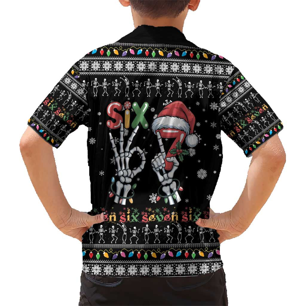 Six Seven Funny Skeleton Fingers Christmas Hawaiian Shirt Creepy Santa Skeleton Hands - Wonder Print Shop