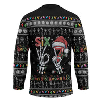 Six Seven Funny Skeleton Fingers Christmas Hockey Jersey Creepy Santa Skeleton Hands - Wonder Print Shop