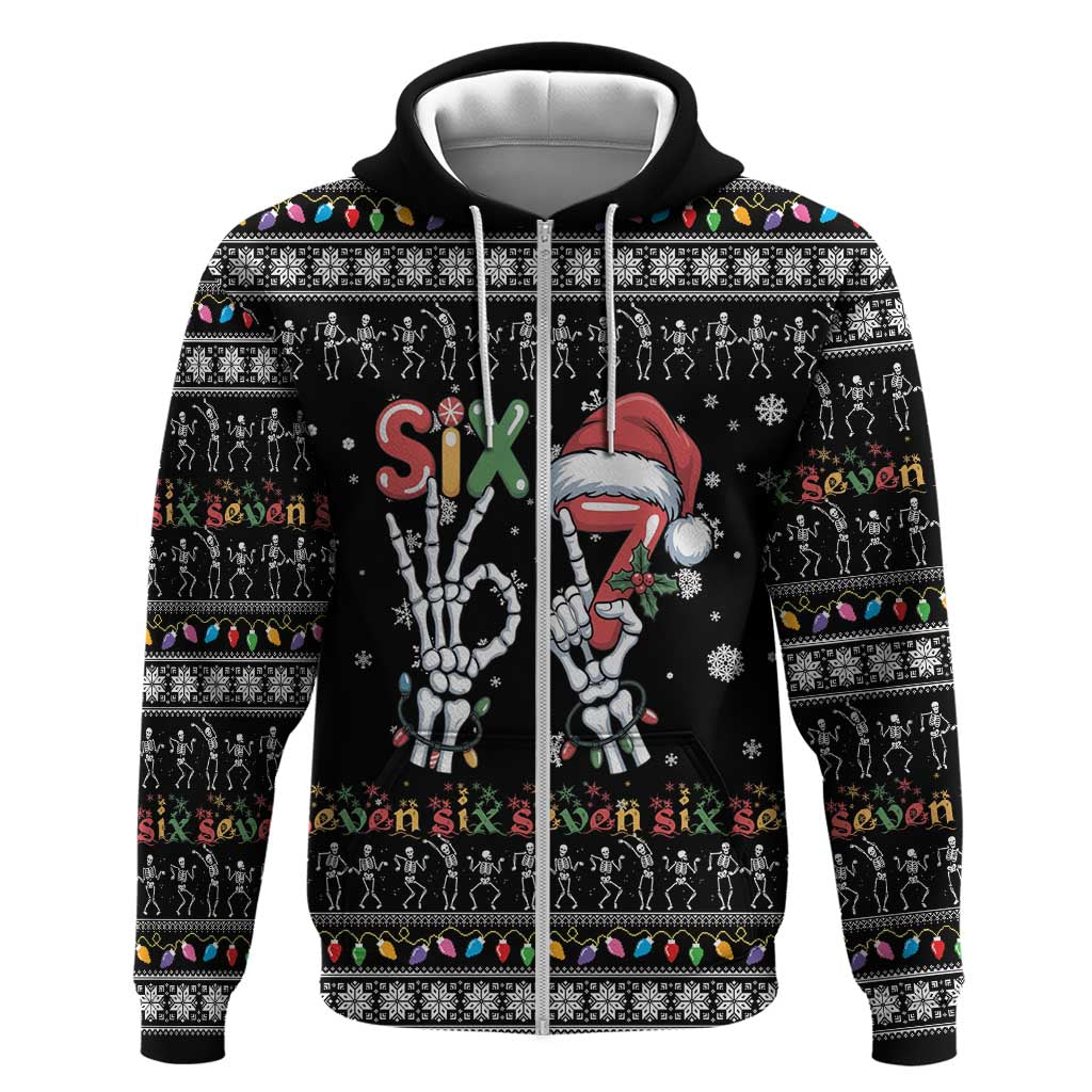 Six Seven Funny Skeleton Fingers Christmas Hoodie Creepy Santa Skeleton Hands - Wonder Print Shop
