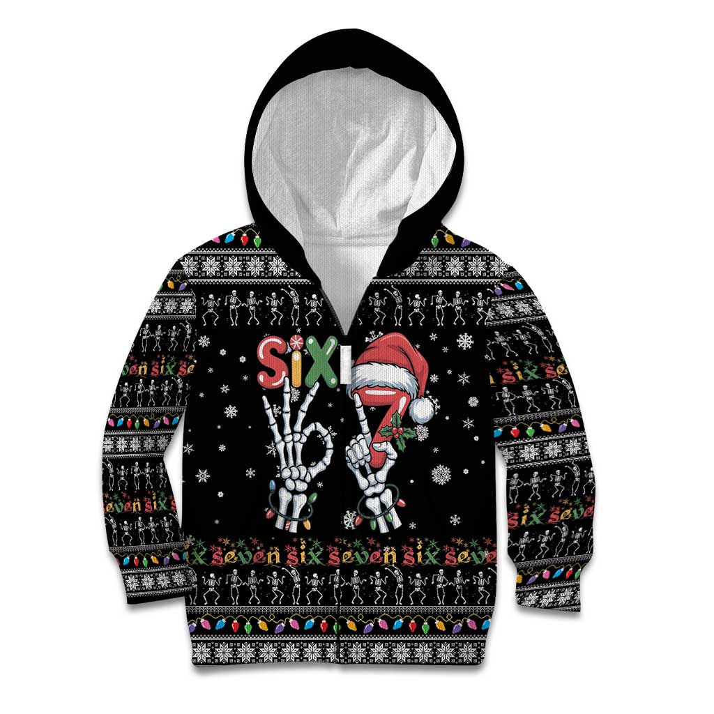 Six Seven Funny Skeleton Fingers Christmas Kid Hoodie Creepy Santa Skeleton Hands - Wonder Print Shop