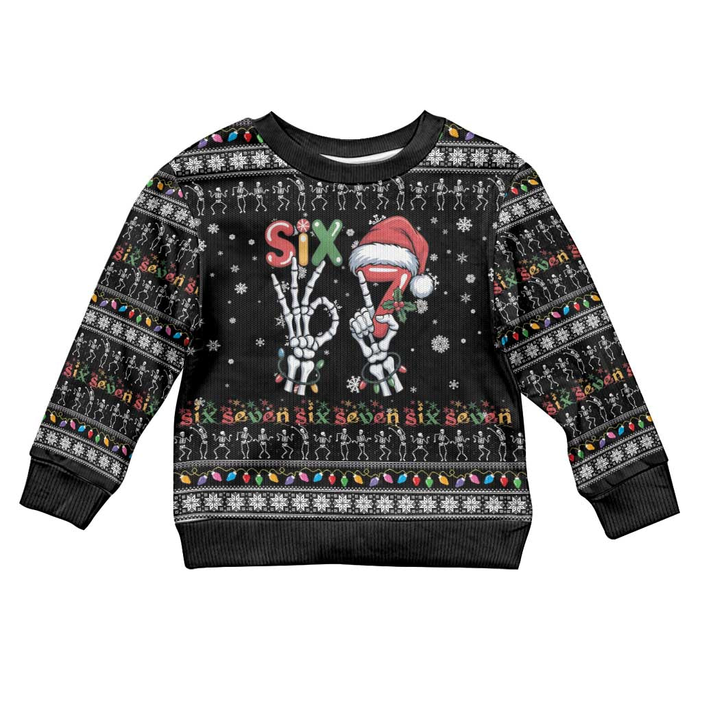 Six Seven Funny Skeleton Fingers Christmas Kid Ugly Christmas Sweater Creepy Santa Skeleton Hands - Wonder Print Shop