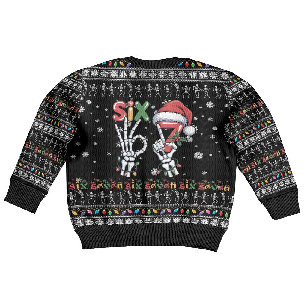 Six Seven Funny Skeleton Fingers Christmas Kid Ugly Christmas Sweater Creepy Santa Skeleton Hands - Wonder Print Shop