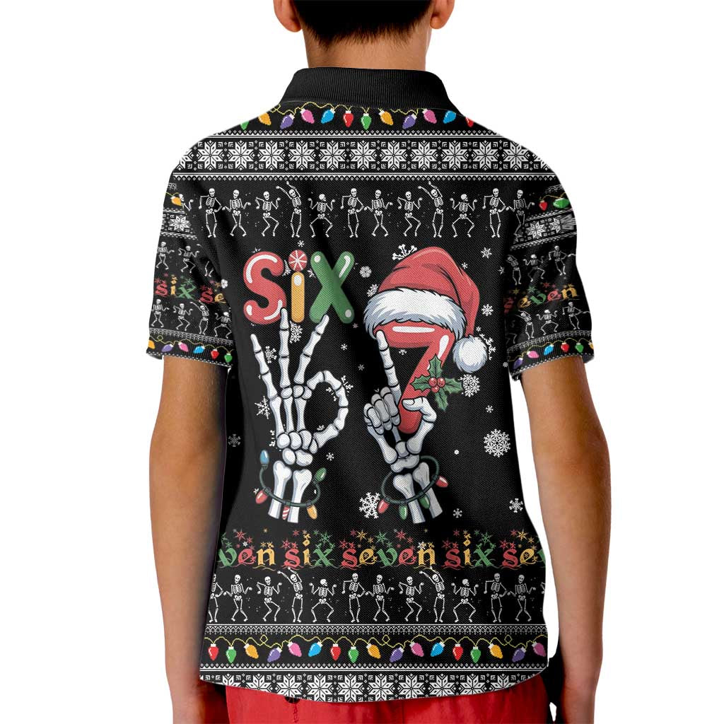 Six Seven Funny Skeleton Fingers Christmas Kid Polo Shirt Creepy Santa Skeleton Hands - Wonder Print Shop