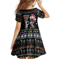 Six Seven Funny Skeleton Fingers Christmas Kid Short Sleeve Dress Creepy Santa Skeleton Hands - Wonder Print Shop