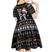 Six Seven Funny Skeleton Fingers Christmas Kid Short Sleeve Dress Creepy Santa Skeleton Hands - Wonder Print Shop