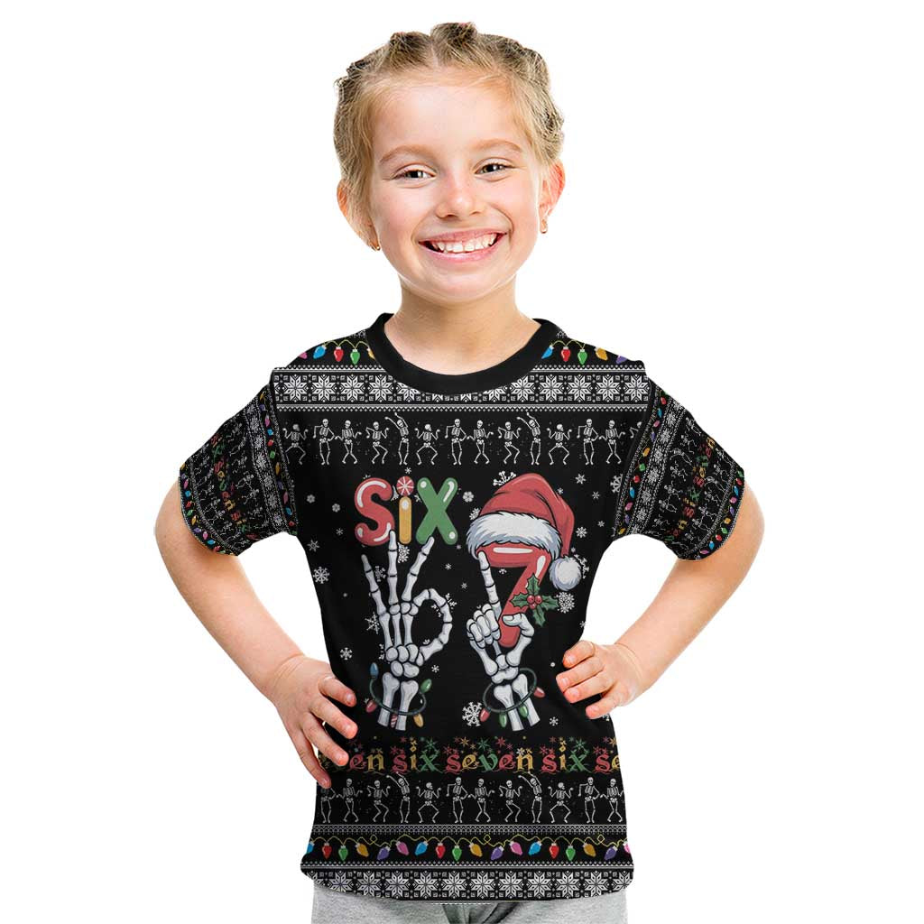 Six Seven Funny Skeleton Fingers Christmas Kid T Shirt Creepy Santa Skeleton Hands - Wonder Print Shop