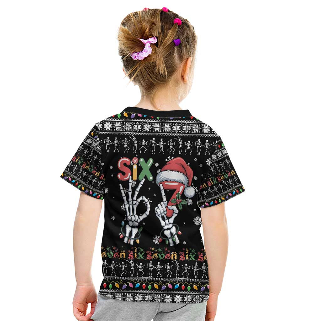 Six Seven Funny Skeleton Fingers Christmas Kid T Shirt Creepy Santa Skeleton Hands - Wonder Print Shop