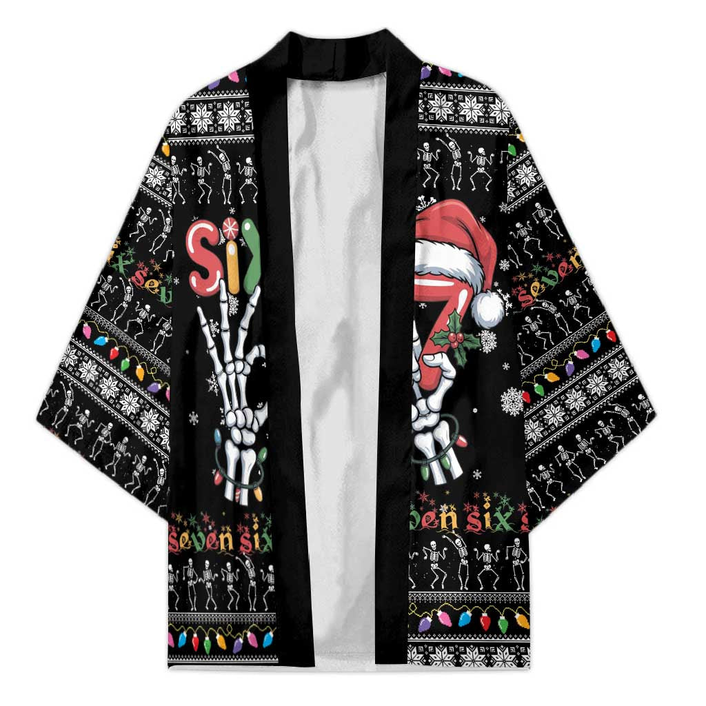 Six Seven Funny Skeleton Fingers Christmas Kimono Creepy Santa Skeleton Hands - Wonder Print Shop