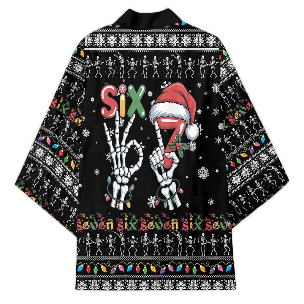 Six Seven Funny Skeleton Fingers Christmas Kimono Creepy Santa Skeleton Hands - Wonder Print Shop