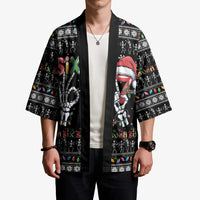 Six Seven Funny Skeleton Fingers Christmas Kimono Creepy Santa Skeleton Hands - Wonder Print Shop