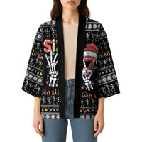 Six Seven Funny Skeleton Fingers Christmas Kimono Creepy Santa Skeleton Hands - Wonder Print Shop
