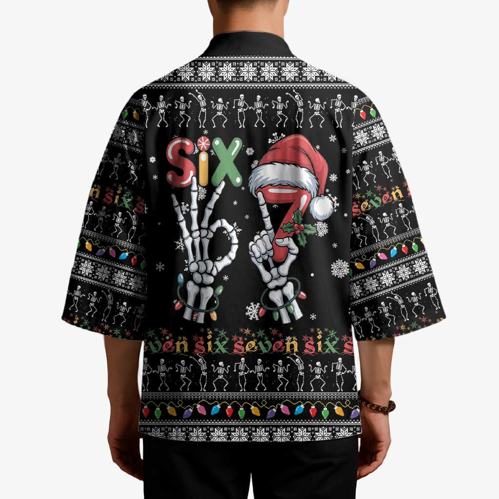 Six Seven Funny Skeleton Fingers Christmas Kimono Creepy Santa Skeleton Hands - Wonder Print Shop