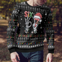 Six Seven Funny Skeleton Fingers Christmas Ugly Christmas Sweater Creepy Santa Skeleton Hands - Wonder Print Shop