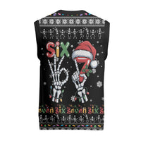 Six Seven Funny Skeleton Fingers Christmas Knitted V-Neck Vest Creepy Santa Skeleton Hands - Wonder Print Shop