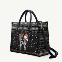 Six Seven Funny Skeleton Fingers Christmas Leather Bag Creepy Santa Skeleton Hands - Wonder Print Shop