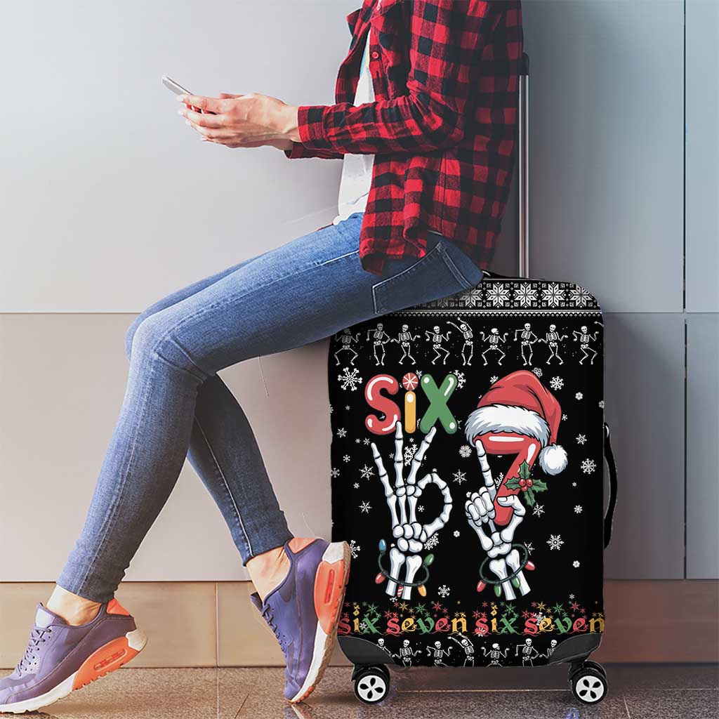 Six Seven Funny Skeleton Fingers Christmas Luggage Cover Creepy Santa Skeleton Hands - Wonder Print Shop