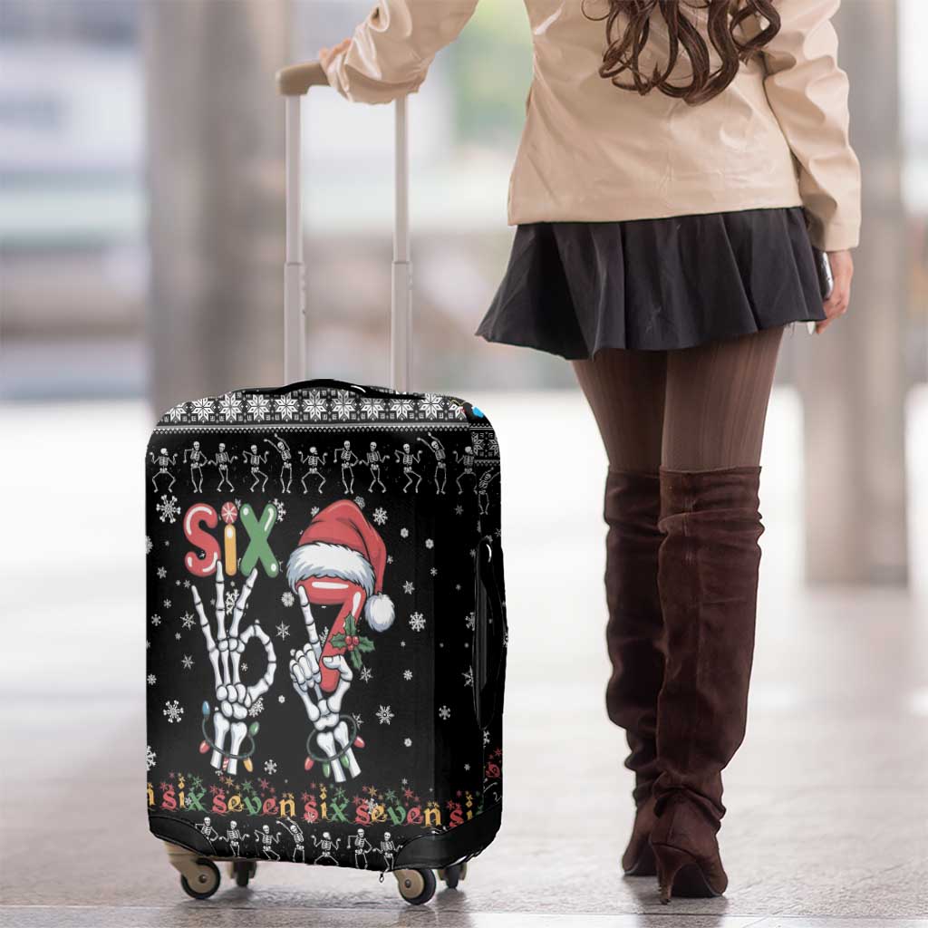 Six Seven Funny Skeleton Fingers Christmas Luggage Cover Creepy Santa Skeleton Hands - Wonder Print Shop